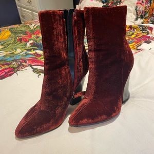 Zara Basic Collection deep red/orange velvet boot